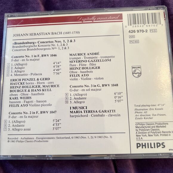 Bach: Brandenburg Concerti 1-3 / I Musici by Maria Teresa Garatti, Maurice Andr - Picture 2 of 4